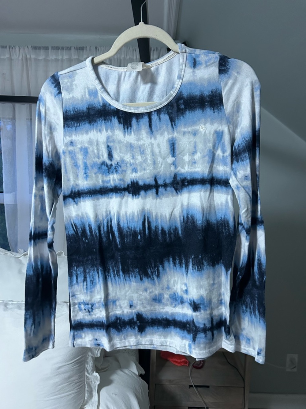 Lucky Brand Blue & White Tie-Dye Long Sleeve Top
